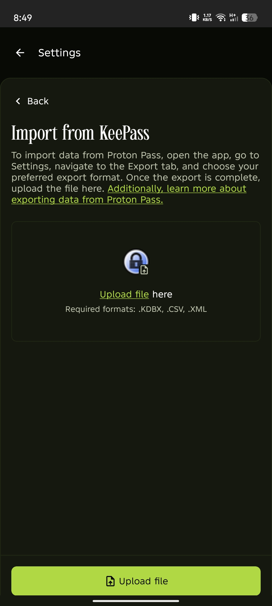 Upload file